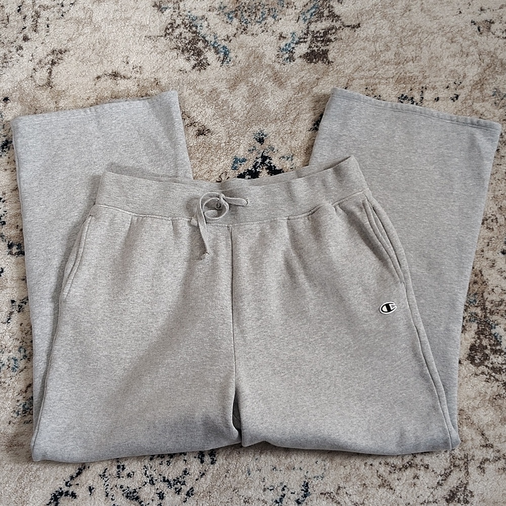 Champion Light Gray Fleece Sweatpants with Logo